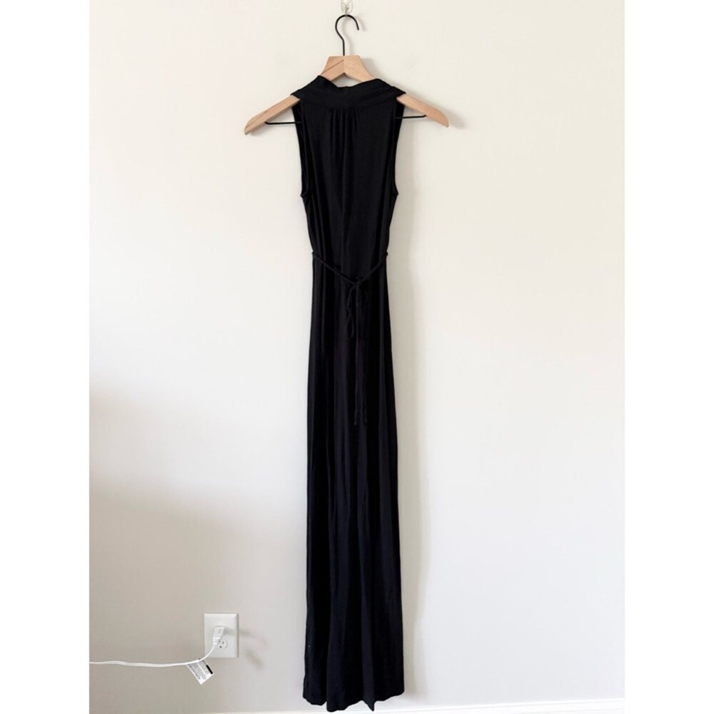 Motherhood Maternity Black Sleeveless Waist Tie Pleated Front Maxi Dress Size S - Picture 3 of 4